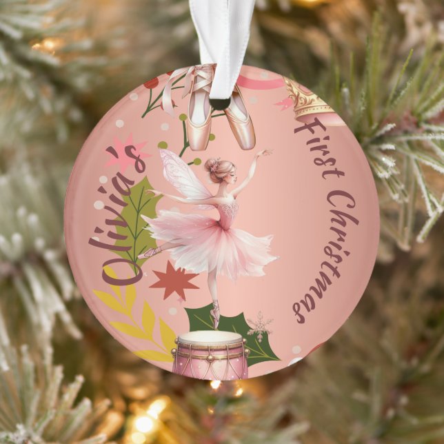 First Christmas Baby  ballet rose Acrylic Ornament (Tree)