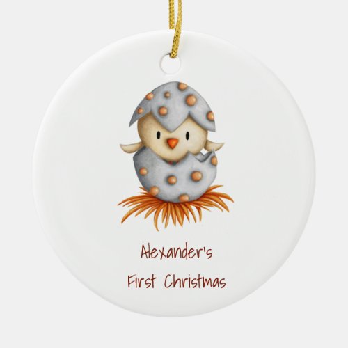 First Christmas Baby Bird Personalized Ceramic Ornament