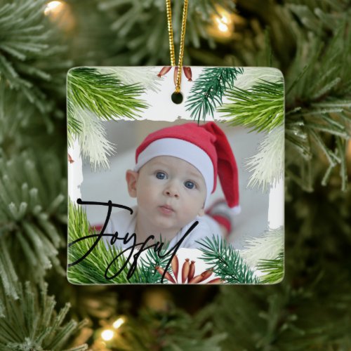 First Christmas Baby Birth Stats  Photo Ceramic Ornament