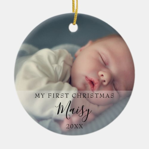 First Christmas Baby Birth Stats Photo Ceramic Ornament
