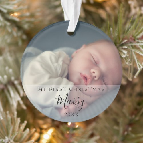 First Christmas Baby Birth Stats Photo Ornament