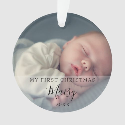 First Christmas Baby Birth Stats Photo Ornament