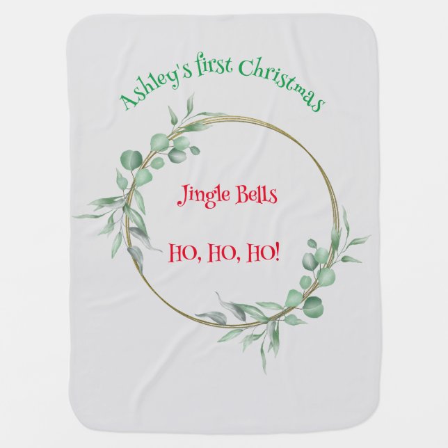 First Christmas Baby Blanket. Customizable.  Baby Blanket (Front)