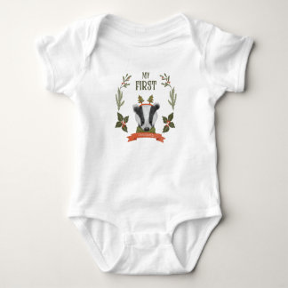 First Christmas Baby Body Suit - Cute Badger Baby Bodysuit