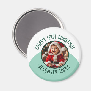 First Christmas Baby Custom Photo Add Name Magnet