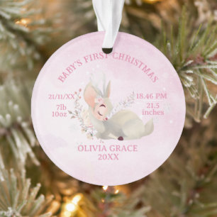 First Christmas baby details deer Metal Ornament