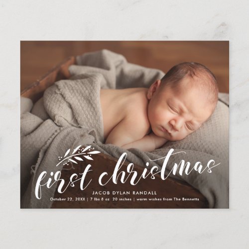 First Christmas Baby Holiday Birth Announcement  