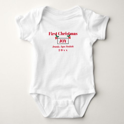 First Christmas Baby JOY Berries T_Shirt Baby Bodysuit
