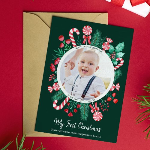 First Christmas Baby Keepsake Christmas Holiday Card