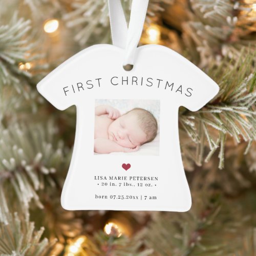 First Christmas baby name birth stats 2 photos Ornament