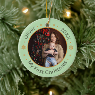 First Christmas Baby Name Photo Ornament