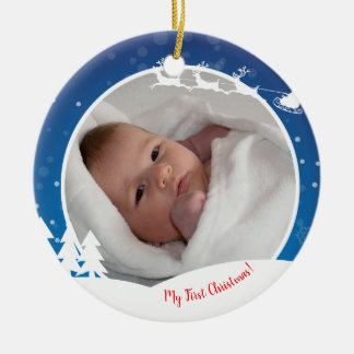 First Christmas baby photo Ceramic Ornament