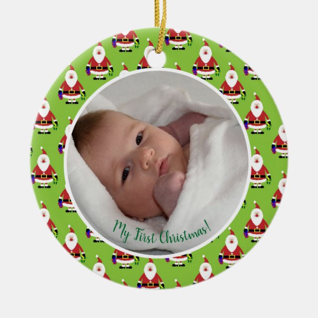 First Christmas baby photo Ceramic Ornament (Front)
