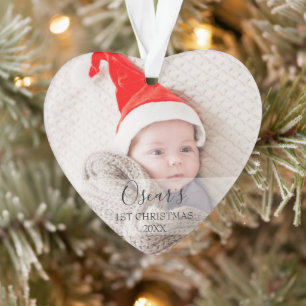 First Christmas Baby Photo Name Ornament