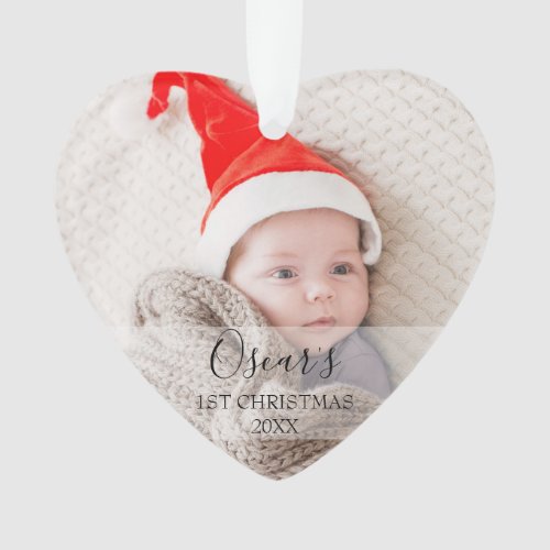 First Christmas Baby Photo Name Ornament