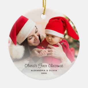 First Christmas Baby Photos Custom Ceramic Ornament