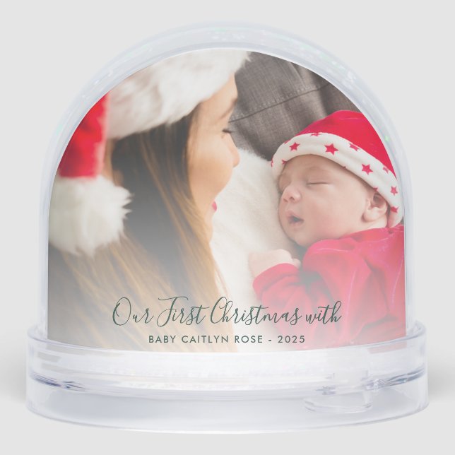 First Christmas Baby Photos Custom Holidays Snow Globe (Back)