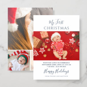 First Christmas Baby Photos Festive Letterpress Photo Cards