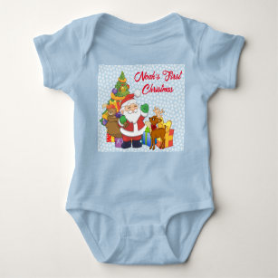 First Christmas Baby's Custom Name Santa Claus Baby Bodysuit