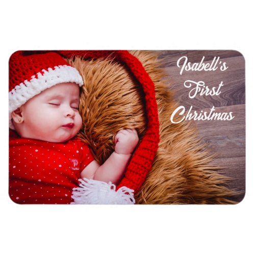 First Christmas Babys Personalize Photo Gift 4x6 Magnet