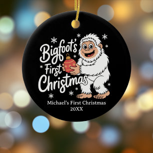 First Christmas BigFoot Sasquatch Funny Custom Ceramic Ornament