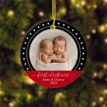 First Christmas Black and Red Dots