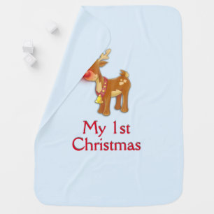 First Christmas Blue Baby Blanket