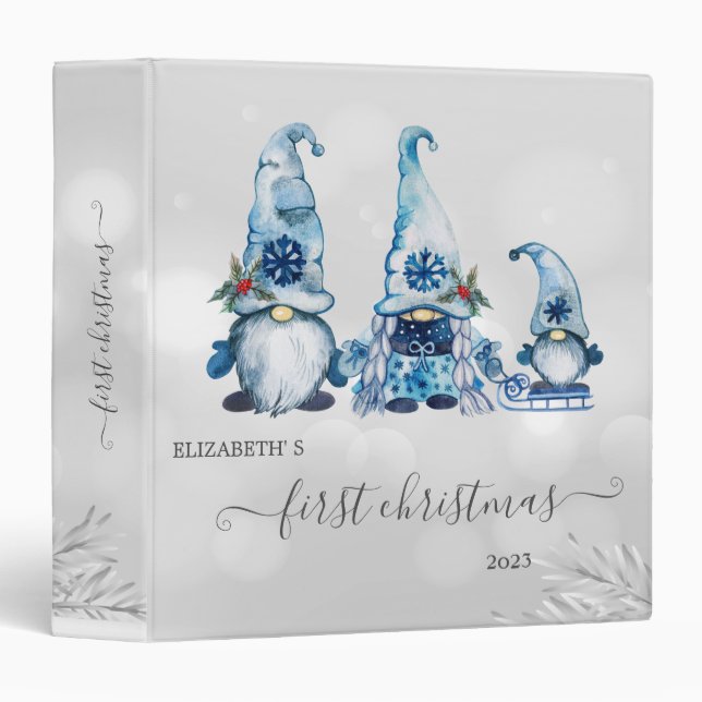 First Christmas, Blue Gnomes 3 Ring Binder (Front/Spine)