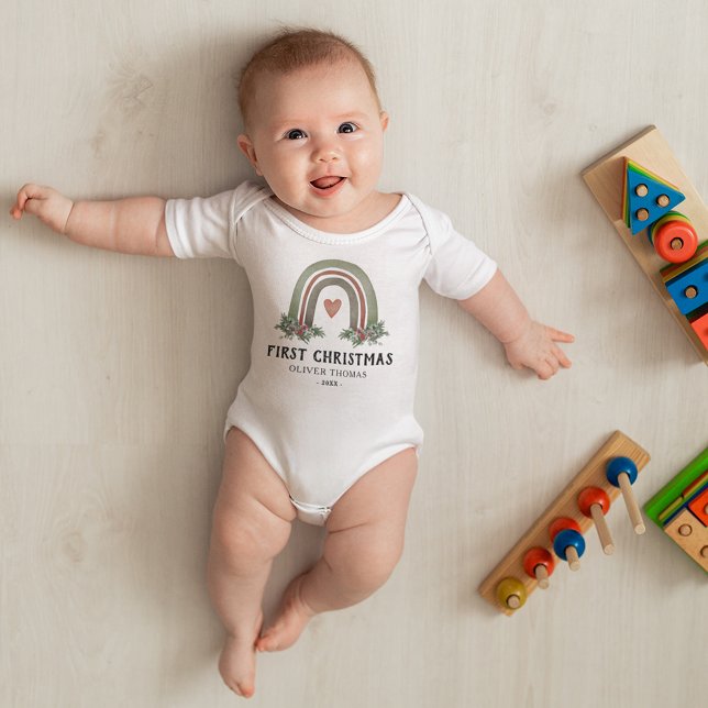 First Christmas Boho Rainbow Baby Bodysuit (Creator Uploaded)