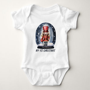 first Christmas boy nutcracker watercolor Baby Bodysuit