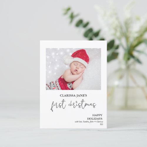 First Christmas Calligraphy Photo Postcard