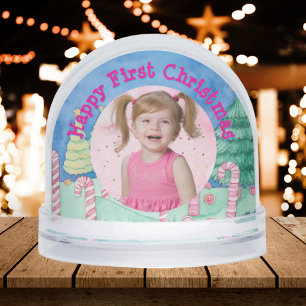 First Christmas Candy Cane Photo Snow Globe