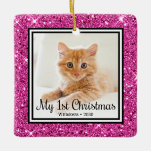 First Christmas Cat Photo Ceramic Ornament