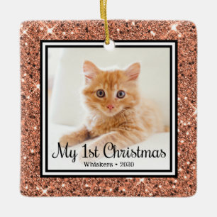 First Christmas Cat Photo Ceramic Ornament