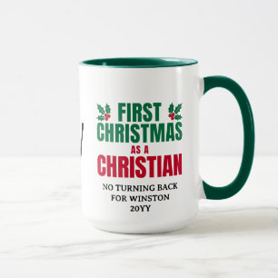 FIRST CHRISTMAS CHRISTIAN Custom Monogram Mug