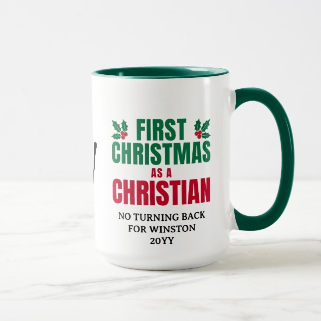 FIRST CHRISTMAS CHRISTIAN Custom Monogram Mug (Right)