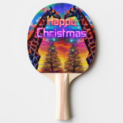 First Christmas Colorful Rainbow Africa Giraffe Ping Pong Paddle