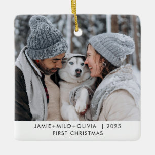 First Christmas Couple Photo Keepsake Ceramic Ornament