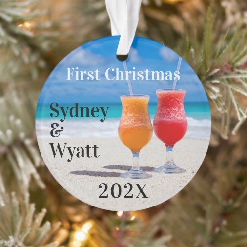 First Christmas Couples Keepsake Tropical Drinks Ornament