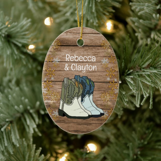 First Christmas Couples New Home Country Ceramic Ornament (Tree)