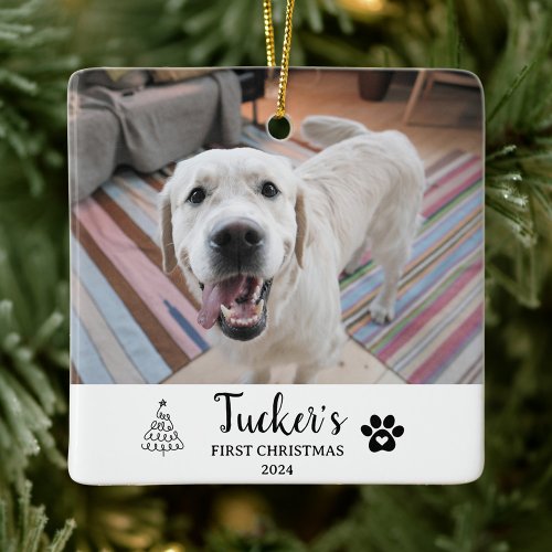 First Christmas Custom Dog Photo  Ceramic Ornament