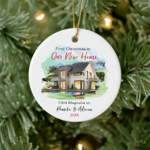 first christmas Custom house photo Ceramic Ornament