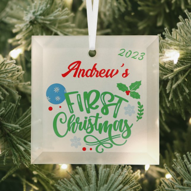 First Christmas Customizable Glass Ornament (Insitu)