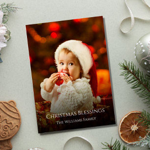 First Christmas Cute Baby Photo Santa  Holiday Card