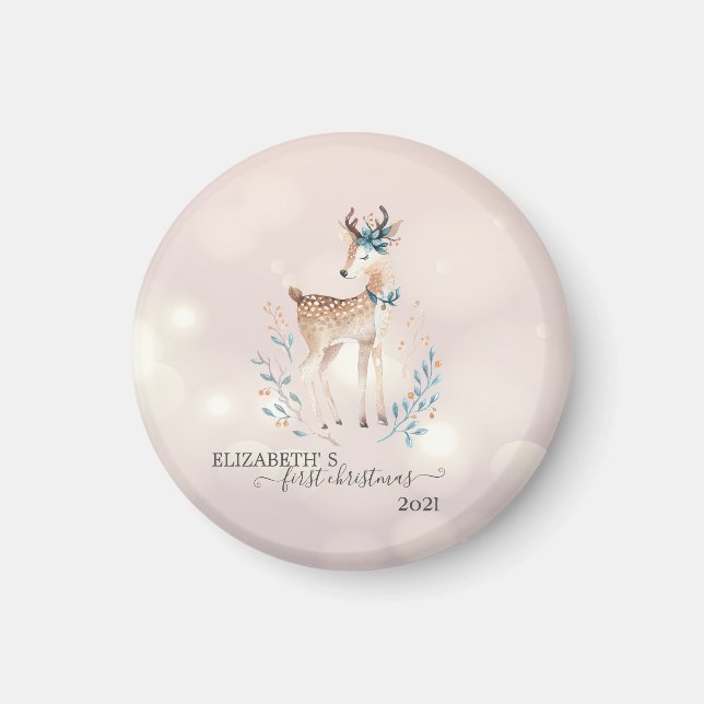 First Christmas,Cute Deer Holiday  Magnet (Front)