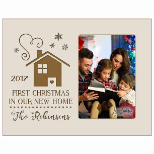 First Christmas Cute House Ivory Picture Frame