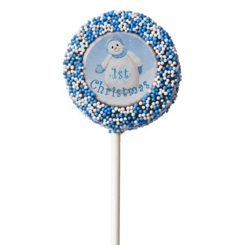 First Christmas Cute Snowman Chocolate Dipped Oreo Pop