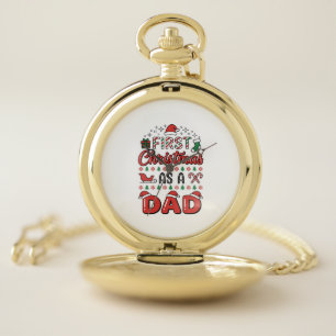 First Christmas Dad Holiday Pocket Watch