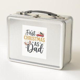 First Christmas Dad Holiday Truck Metal Lunch Box
