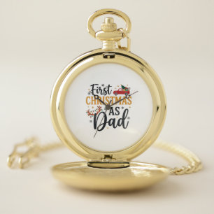 First Christmas Dad Holiday Truck Pocket Watch